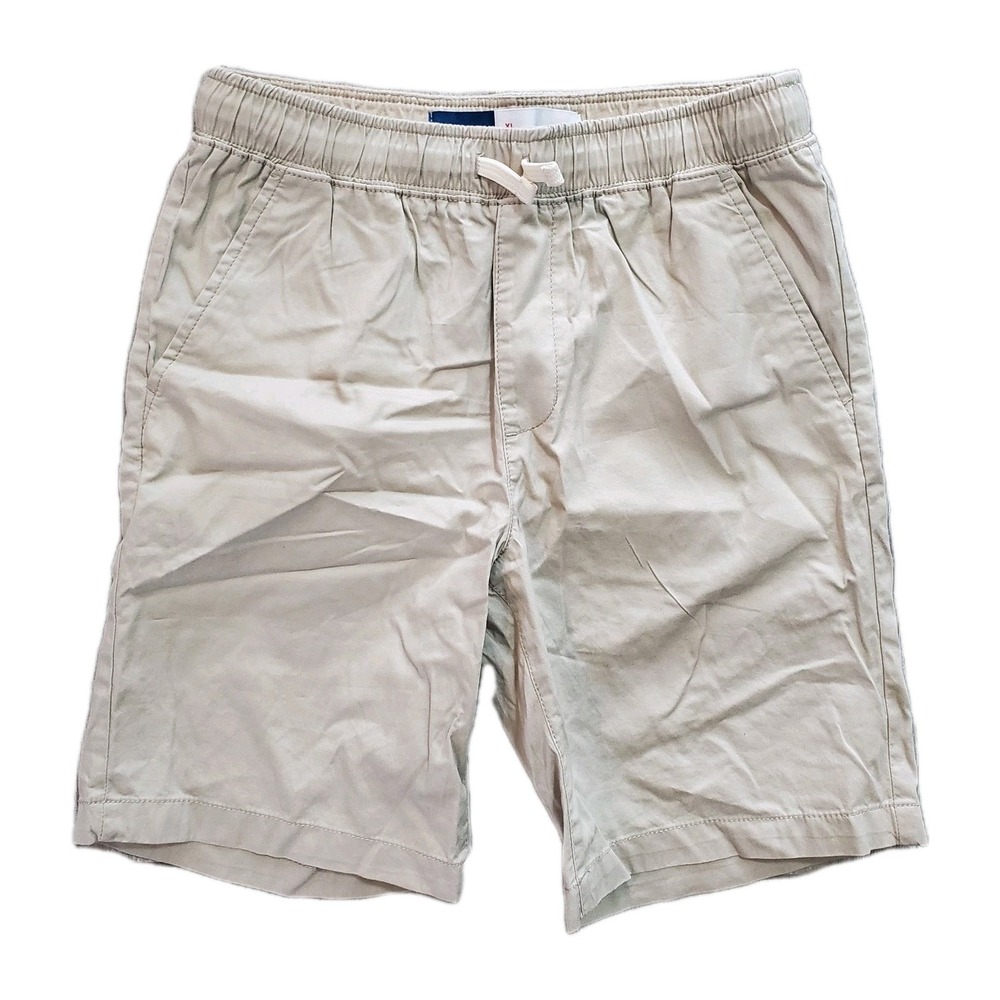 NEW Old Navy Boys XL (14-16) Khaki Tan Shorts Uniform 8" Stretch Drawstring